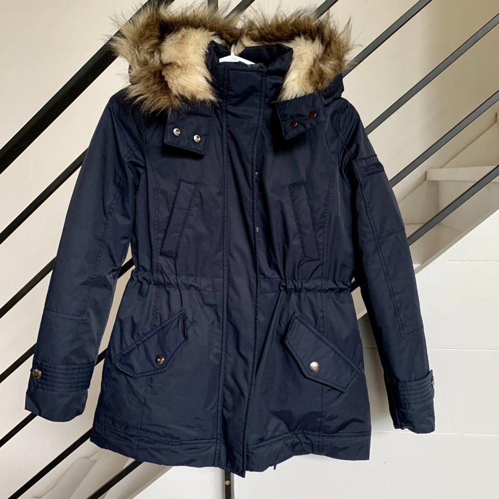 BANANA REPUBLIC Faux Fur Down Winter Parka Jacket // Size XS // Petite